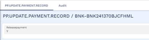 PP.UPDATE.PAYMENT.RECORD with Releasepayment set to Y